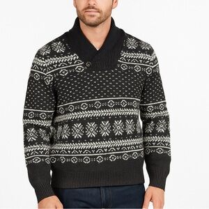 Bill Blass Black and White Patterned V-Neck Sweater Wool and Acrylic Blend